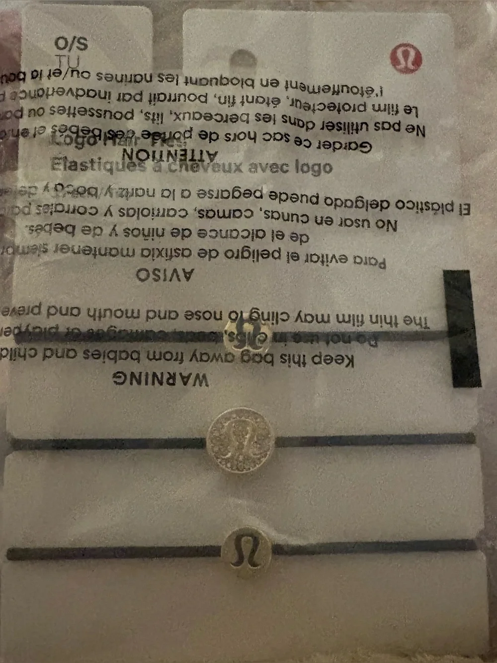 lululemon athletica Black Elastic Bracelets with Gold Logo Charms - Set of 3